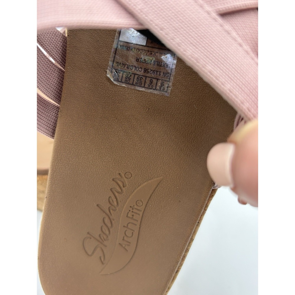 Skechers Sandals Arch Fit Beverlee Love Stays Women 9 Mauve Pink Stretch Wedge - Picture 8 of 8